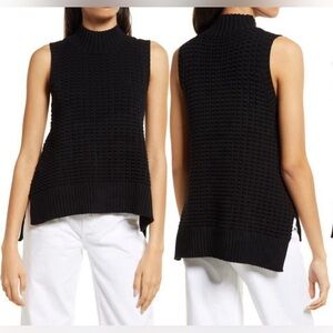 French connection Black Mock Neck Sleeveless Mozart popcorn sweater Size Small